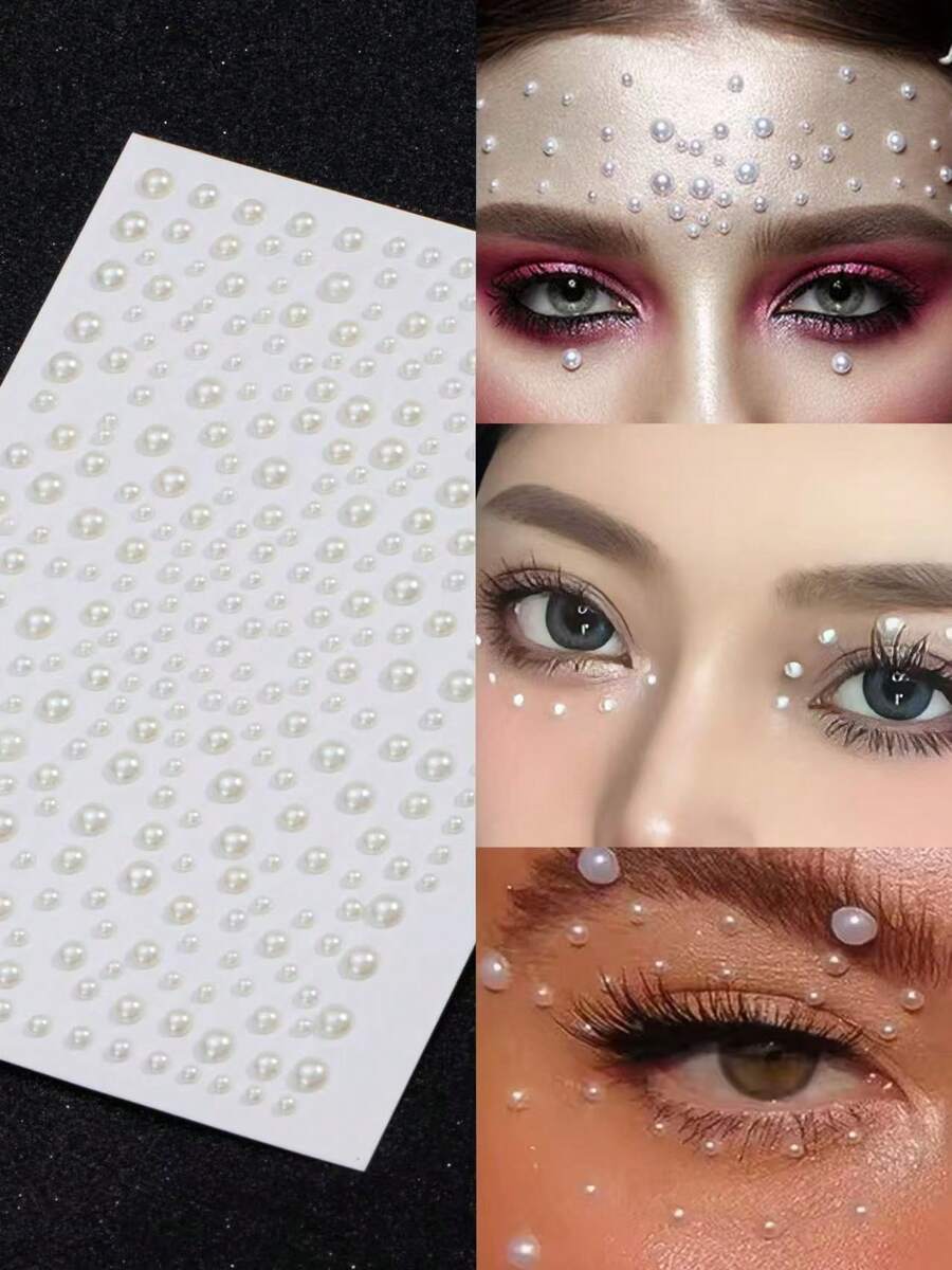 1 Set de Joyería Corporal y Facial Estilo Pegatina para Cejas, Labios y Frente Sin Perforación - Multicolor - Ver 1