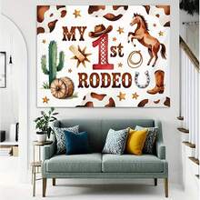 Background Banner Vibrant Western Cowboy 1st Birthday Party Theme Pattern Party Decoration Banner, Birthday, Anniversary And Photography Studio Props - Indoor And Outdoor Celebrations - Multicolor - View 5
