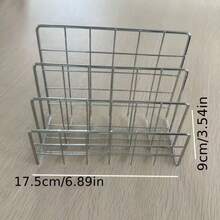 Modern Silver Office Book Storage Rack, Fashionable Metal With Storage Basket, Modern Magazine & Newspaper Organizer, Suitable For Home Office Decor Nordic Style Iron 3-Tier Bookshelf, Desktop And Drawer Storage Box - A - View 6