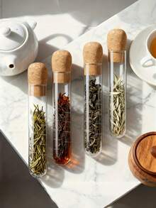 1pc Creative Glass Tea Infuser With Cork Stopper, Tea Steeper, Glass Tea Strainer For Loose Leaf Tea, Reusable Loose Leaf Tea Infuser With Cork, Tea Diffuser For Loose Tea - Transparent Test Tube Design, Perfect For Loose Leaf Tea - Ideal For Home Gatherings And Parties - Multicolor - View 2