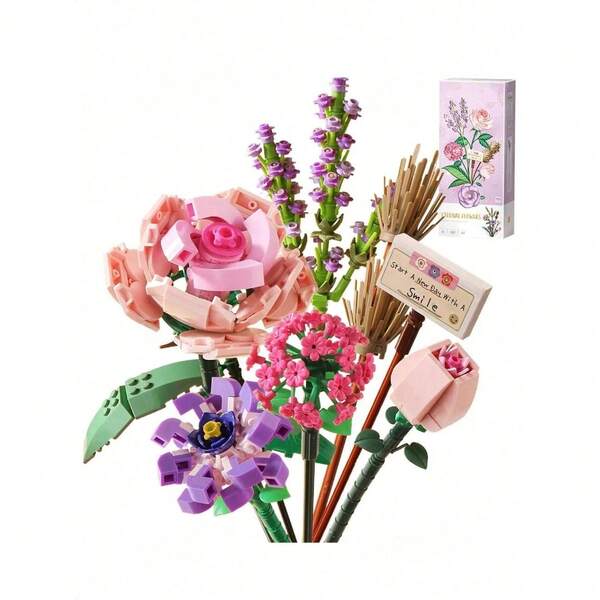 571pcs Building Blocks To Create A Bouquet Of Everlasting Flowers! Roses, Sunflowers... Made Of ABS Material, Super Healing When Placed On Desk, Perfect Gift For Mother's Day/Valentine's Day