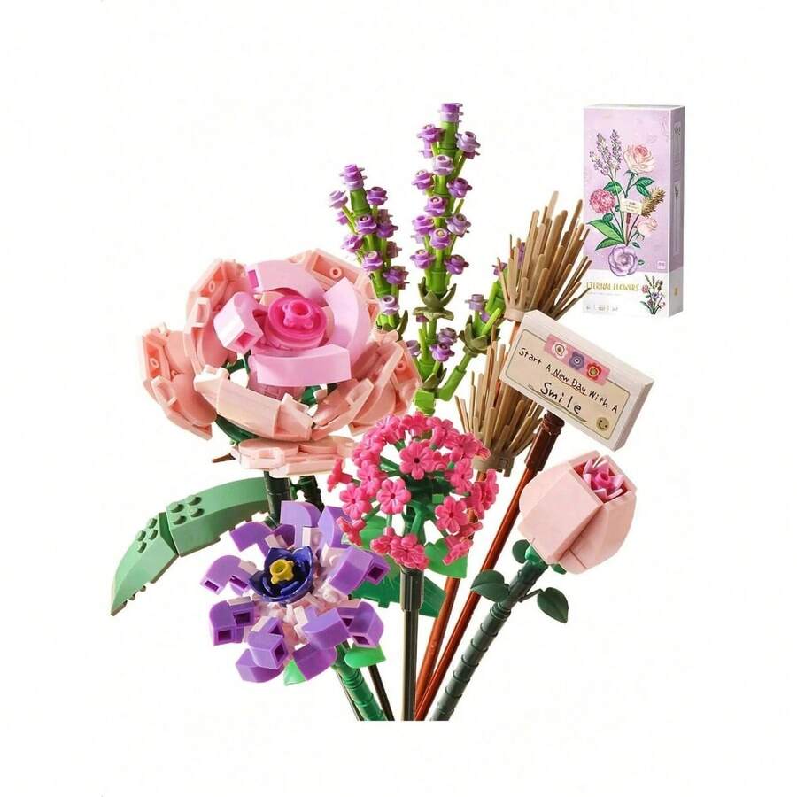 571pcs Building Blocks To Create A Bouquet Of Everlasting Flowers! Roses, Sunflowers... Made Of ABS Material, Super Healing When Placed On Desk, Perfect Gift For Mother's Day/Valentine's Day - Multicolor - View 1