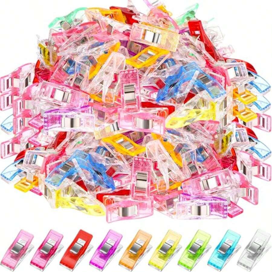 Mini Random Color Positioning Clips - Plastic Patch Sewing Clips - Hand Sewing Fabric Fixing Clips - DIY Craft Clips - 10/20/50/100pcs - A - View 1