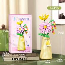 12 Styles Building Block Eternal Flower Vase Desktop Decor, Assembled Building Blocks, Small Particle Micro Building Block Flowers, Rose Sunflower Artificial Flower Model, Birthday Gift, Holiday Gift - Multicolor - View 16