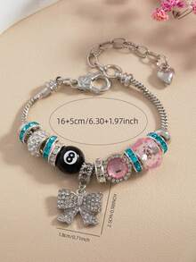 1 pièce Bracelet élégant avec nœud, strass, étoile, chiffre 8, parfait pour le port quotidien ou comme cadeau - Multicolore - Voir 2