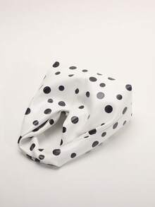 1 buah Tas Tangan Kulit PU Lembut Motif Polkadot Putih dengan Detail Kerut, Tas Tote Wanita Minimalis Model Patchwork untuk Kerja dan Perjalanan - Putih - View 7