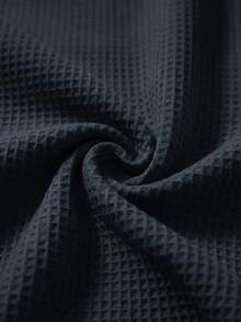 華夫格針織短袖男士休閒百搭T恤，夏季 - 藏蓝色 - 查看 5