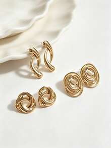 Heavy-Duty Twisted Knot Stainless Steel Earrings, European And American INS Influencer Style Thick Metal Earrings, Christmas New Year Birthday Gift, Shopping Commuting Workplace Atmosphere Earrings - Multicolor - View 3
