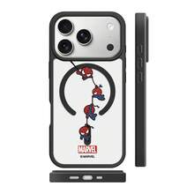Miniso Marvel 蜘蛛人卡通磁吸 MagSafe 保護殼，適用於 iPhone 17/17 Pro Max/16/17 Pro/15/14/16 Plus/17 Air/13/15 Pro/12/15 Plus，適合學生使用，防摔硬殼，兼容 Apple 設備 - 黑色 - 查看 3