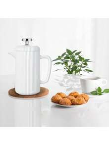Porcelain French Press 650ml, Coffee Tea Maker With Stainless Steel Plunger, Ivory Father's Favorite Gift - Above 2L - View 4