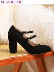 [MISS ROSIE]2026 SS New Arrival: Elegant Women's Mary Jane Heels In Multiple Colors, Round Toe With Single T-Strap. Local Stock Fast Delivery In 3 Day - 黑色 - 查看 4