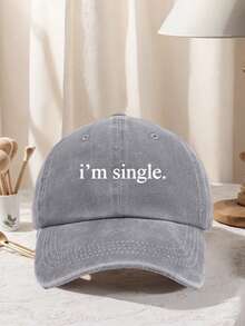 1件中性款「I'm Single」印花棒球帽 可調節設計 適合徒步登山、旅行與戶外活動 - 多色 - 查看 7