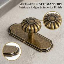 2/6pcs Vintage Pumpkin Shaped Cabinet Knobs/Pulls With Backplate, 1.25 Inch Diameter Drawer Handles - Bronze - View 6