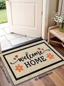 1pc Welcome Heart Flower Pattern Door Mat, Simple Style Non-Slip Mat, Machine Washable Polyester Fiber Door Mat, Suitable For Kitchen, Living Room, Bedroom, Entrance, Home Decor, Room Decor, All Seasons - White - View 12