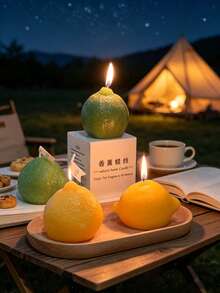 1pc Lemon Scented Candle, Lemon Fragrance, Home Decor Candle, Suitable For Valentine's Day, Wedding, Birthday, Bedroom, Bathroom And Decoration - Multiple Styles - View 2
