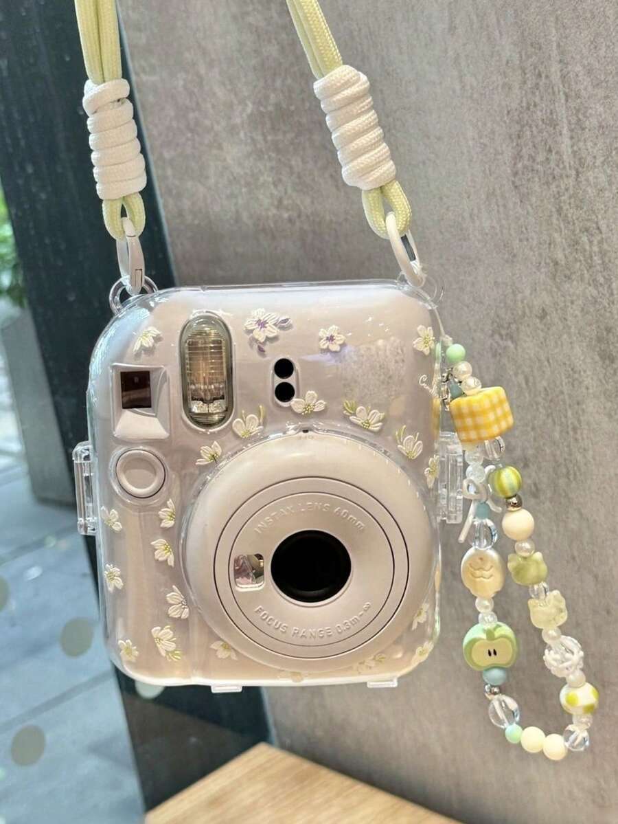 4pcs Set: Mini 12 Transparent Digital Camera Protective Case With Lanyard, Crystal Protective Case, DIY Stickers, Instant Camera Hard Shell, Phone Chain Strap Smart Wristband Set. Convenient Camera Protective Case, Suitable For Holiday Use. Smartphone Shoulder Strap, Camera Accessories, Phone Stickers Camera, High Quality Camera, Small Camera Protective Case - View 1