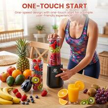 SUPERLEX Portable Blender & Handheld Juicer With One-Touch Quick Juicing - Mini Smoothie Maker Suitable For Smoothies,2 Interchangeable Cups,Easy Carry. Milkshakes,Ice Blends, Fresh Fruit Drinks,For Home, Office,Travel, Outdoor Use, Plastic Container.6-Blade - UK Plug(220-240V) - View 11