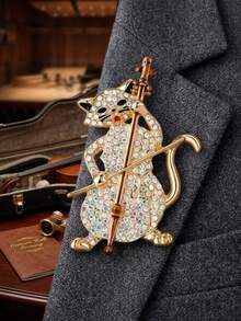 Luxury Rhinestone Cat Brooches - Animal Pins For Women Unisex Casual Party Jewelry Accessories / Friends Gifts Badges Decoration - Cat - View 8