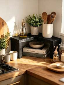 Rural Wooden Kitchen Counter Corner Rack: Farmhouse Decoration, Kitchen Storage, Display Rack - View 7