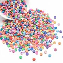 100pcs Multi-Color Soft Polymer Clay Alphabet Flat Round Beads, Double-Sided Printed Letter Disc Decorative Beads, Suitable For DIY Customized Name Friendship Bracelets, Necklaces, Jewelry Making Materials - Multicolor - View 6