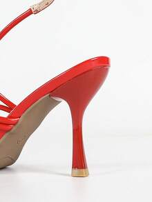 Fashion Furry Cross Strap Sexy Stiletto High Heel Party Shoes For Women - Red - View 9