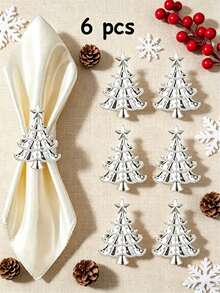Christmas Napkin Rings, Christmas Table Decor, 2-50pcs Elegant Christmas Tree Napkin Rings, Green Christmas Tree Napkin Rings, Suitable For Birthday, Farmhouse, Wedding, Thanksgiving, Perfect For Buffet Table Decoration - Multicolor - View 19