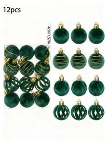 12pcs Christmas Ball Ornaments, Christmas Hanging Decorations For Holiday Party, Winter Atmosphere Decor, Christmas Party Decoration Gift - 4cm Dark Green Christmas Ball - View 5