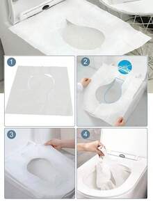 10pcs Disposable Paper Toilet Seat Covers, Flushable Paper Toilet Seat Covers, Suitable For Adult Toilet Training, Essential Disposable Supplies For Public Restrooms, Airplanes, Camping, Travel, Hotel, Outdoor, Guest Room, Beach Travel Mini Pack, Menstrual Disposable Supplies, Bathroom Accessories - Multicolor - View 3