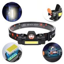 1 Set Flashlight & Headlamp Combo Kit, Dual Light Source USB Rechargeable Torch With Side COB Lamp + Adjustable Head Light, 2 Charging Cables Included For Fishing Camping Emergency Use - Camping Lights - View 5