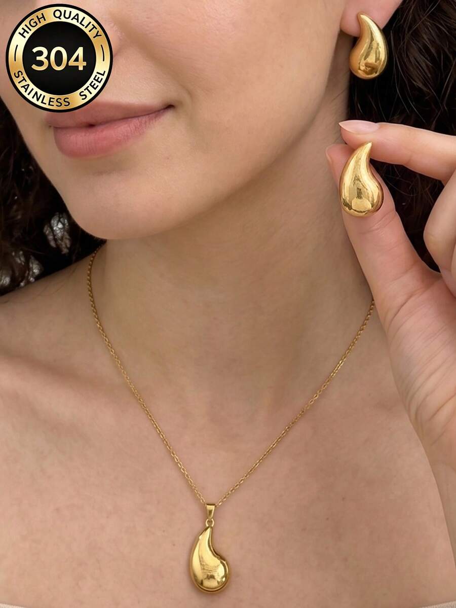 Ensemble de collier et boucles d'oreilles en acier inoxydable doré, styles multiples cœur étoile fleur nœud, ensemble de bijoux de vacances d'été à la plage, cadeau pour femmes