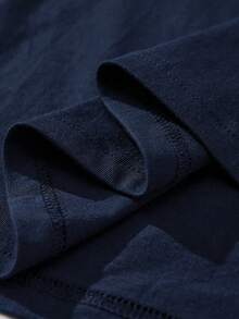 Men's Summer Crew Neck Casual Long Sleeve T-Shirt And Casual Shorts Loungewear Set - Navy Blue - View 8