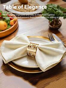 12/6/2/1 buah Cincin Serbet Geometris Berongga Emas, Gesper Serbet Logam Persegi Motif Kunci Yunani Klasik, Dekorasi Meja Minimalis Modern, Cocok untuk Acara Keluarga, Pernikahan, Perjamuan, Pesta, Meja Makan, Dapur Rumah dan Dekorasi Meja Restoran - MultiWarna - View 6