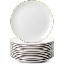 7.5 Inch/10.25 Inch Gold Rim Dinner Plates, Elegant Dessert/Pasta/Pizza/Cake/Salad Plates, Reusable And Easy To Clean, Suitable For Weddings, Birthdays, Valentine's Day, Outdoor Parties And Daily Use - A Choice For Formal And Informal Event Planners, Home Goods, Holiday Supplies, Modern Decor, - Multicolor - View 1