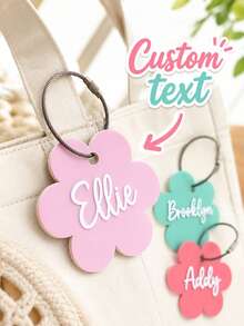 Personalized Flower Keychain With Name, Custom Acrylic Key Ring, Cute Bag Charm Accessory, Handbag Decoration, Birthday Gift For Women - Multicolor - View 4
