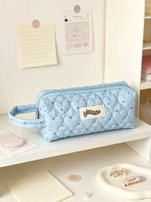 Cute Quilted Heart Mini Pouch Zipper Cosmetic & Brushes Storage Bag Portable Makeup Bag Coin Purse Lightweight Travel Toiletry Bags Pencil Case - Multicolor - View 8