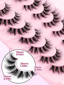 MAANGE 7 Pairs Segmented Fluffy False Eyelashes, 11-16mm, Cartoon Style False Eyelashes, Transparent Band False Eyelashes, Soft 3D Faux Mink False Eyelashes, Lightweight Fluffy Faux Mink False Eyelashes, Strip False Eyelashes, Suitable For Daily Use, Women's Travel, Party, Work And Other Occasions, False Eyelashes, Eyelashes - Black - View 8