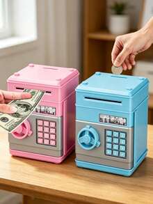 Pink Piggy Bank, Coin Storage Box, ATM Shaped Money Box, Unique Design, Mini Savings Box Gift, Fashionable Cash , Large Capacity Money Jar, Gift, Budget Wallet, Cash Drawer, Money Box, Coin Box, Financial Assistant, Cash Counter, Home Decor, Holiday, Summer Vacation, Party, Birthday Gift (Password Cannot Be Pressed To Input) - Multicolor - View 5