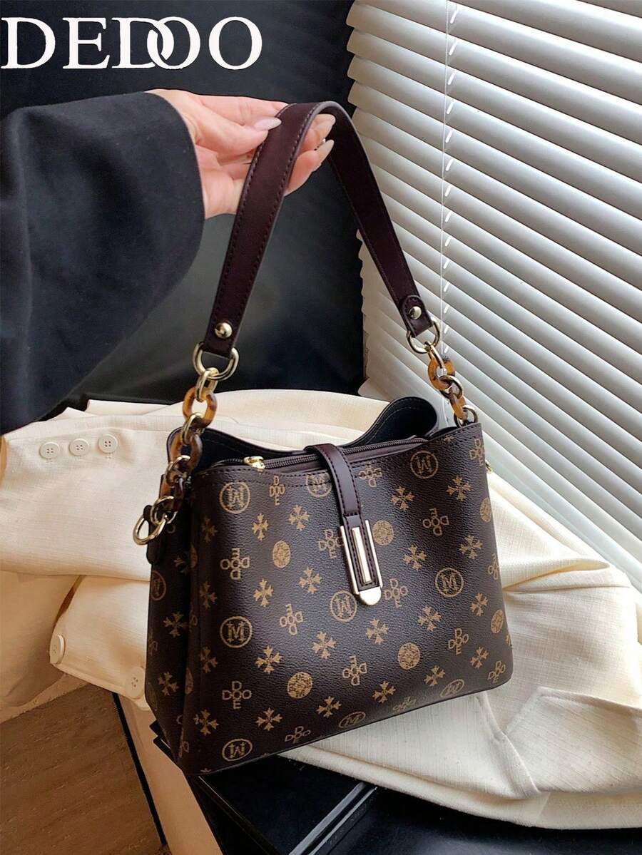 Classic Fashionable Luxury European And American Large Capacity Handbag & Shoulder Bag For Middle-Aged, Autumn/Winter