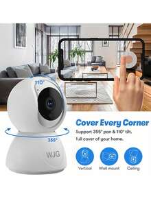 WJG 1 buah Monitor Bayi, Monitor Bayi Video FHD 1296p dengan Kamera dan Audio, Kamera Penglihatan Malam 2.4GHz, Deteksi Gerakan Bayi dan Hewan Peliharaan, Daya USB Cloud - Putih - View 3