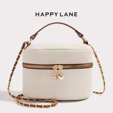 HAPPY LANE 女款推薦魚骨鏈肩背包，經典設計靈感手提包，優雅珍珠手把斜背包，適合購物、休閒、工作及晚間場合 - 棕色 - 查看 8