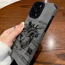 [Envío en 24h desde España] Funda de teléfono: Funda de PU de lujo con anatomía de corazón gris para iPhone 17/16 Pro Max/15/14 Plus/13/12/11 - Resistente a golpes, resistente a caídas, funda protectora duradera para entusiastas de la medicina y el arte. - Color de la imagen 1 pieza - Ver 5
