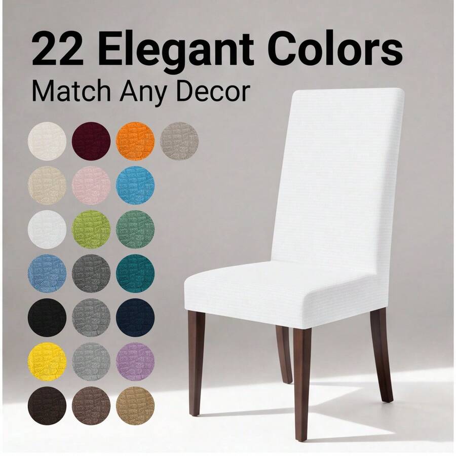 Waffle High Back Chair Cover, Elastic Universal Dining Chair Slipcover, Pet-Friendly Chair Cover, Multiple Colors Available, Durable And Wear-Resistant, Machine Washable, Suitable For Home, Restaurant, Hotel, Meeting - 1PC - View 1