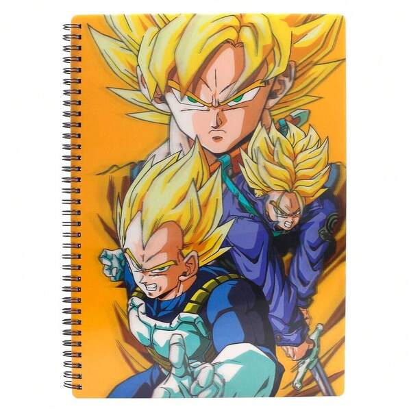 Shueisha A4 Saiyans Dragon Ball Z Notebook, 30x21 Cm Spiral School Notebook, Hardcover With 3D Effect, Super Saiyan Design, Back To School Stationery