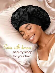 Silk Bonnet Satin Bonnet For Sleeping Large Bonnets With Tie Band Hair Wrap With Adjustable Straps Hair Cap For Women Curly - Multicolor - View 4