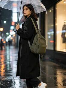 Mochila mini de nylon ligera para mujer, mochila pequeña casual con múltiples compartimentos, mochila versátil para ir al trabajo y viajar, estilo universitario para computadora - Verde - Ver 4