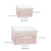 1pc Foldable Linen CD Storage Box, Collapsible Storage Bin With Lid, Toy Organizer Basket, Laundry Hamper - Rusty Rose - View 8