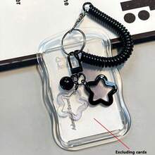 1pc Star Pattern Transparent Card Holder Keychain, Acrylic/PC Wear-Resistant Photo Card Holder, With Spring Rope, Anti-Deformation Creative Case, Suitable For Photo Cards, Bus Cards, Subway Cards And Student Cards, Back To School Supplies - One Size - View 10