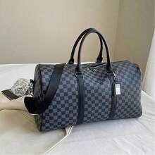 Plaid Large Capacity Travel Luggage Bag, With Tag, Detachable Shoulder Strap, Suitable For Short-Term Business Trips And Fitness, Multi-Functional Luggage Bag - Multicolor - View 4