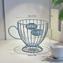 1 pieza Estante de almacenamiento de cápsulas de café de metal, Cesta de almacenamiento de cápsulas de café de alambre, Estante de almacenamiento de cápsulas de espresso, Adecuado para cocina del hogar, cafetería, hotel (forma de taza de té) - Multicolor - Ver 17