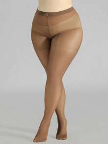 1/2 Pasang Celana Ketat Ultra Tipis Ukuran Plus untuk Wanita - Rust Brown - View 2